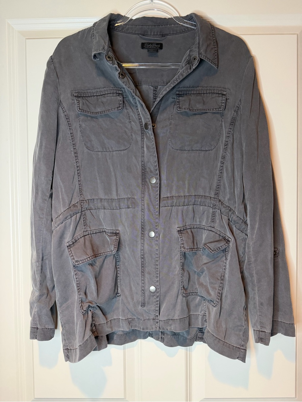 Lucky Brand Casual Button-up Women's Gray Utility Jacket
